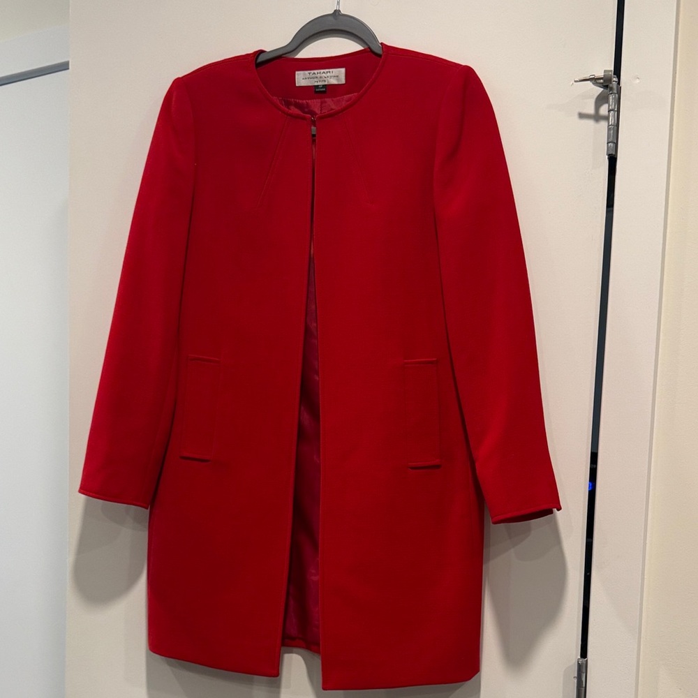 Tahari Vibrant Red Cape Coat